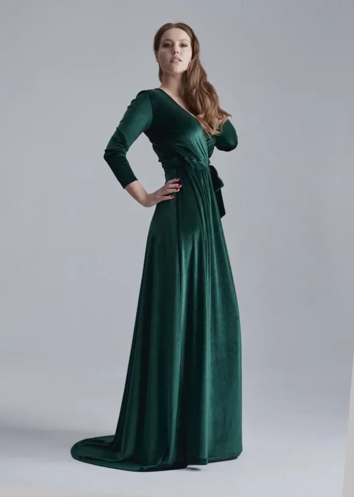 Long Sleeve Velvet Emerald Green Bridesmaid Dresses