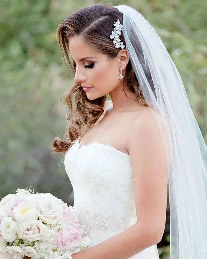 Most Popular Long Hair Wedding Styles With Veil