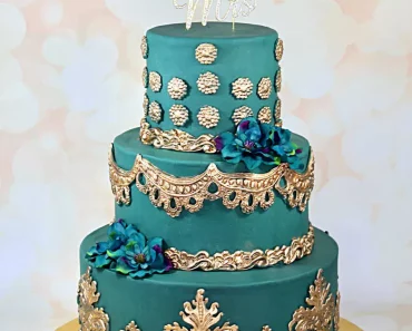 Elegant Emerald Green And Gold Wedding Cakes