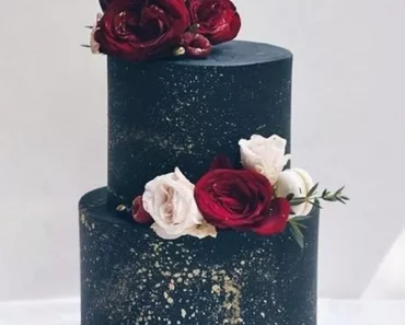 Awesome Navy Blue And Burgundy Wedding Cake