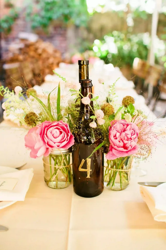 Wine Bottle Centerpieces With Flowers