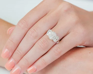 3 Stone Engagement Ring With Wedding Band